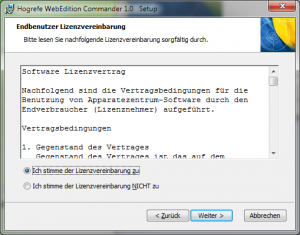 Lizenzbestätigung - Zum Vergrössern klicken